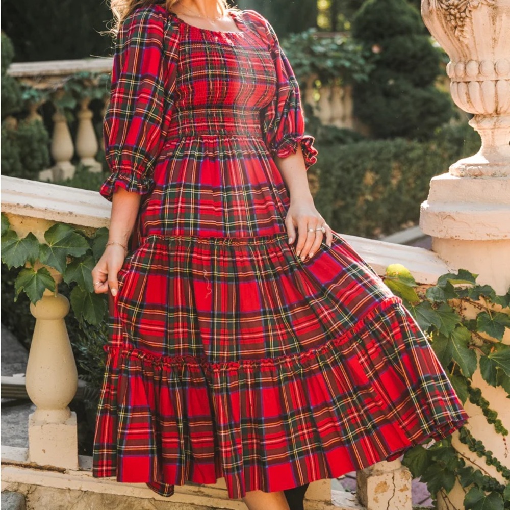 Ivy City Co Red Plaid Dress